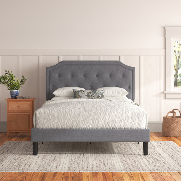 Grey material store headboard